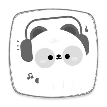 Panda Kopfhörer - Viereckiger Kühlschrankmagnet - Weiß - Vorne