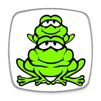 Grenouille Enfant Famille Papa Maman Piggyback Fête des Pères - Magnet carré - blanc - Devant