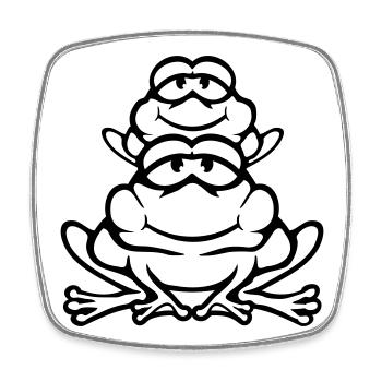 Frosch Kind Familie Papa Mama Huckepack Vatertag - Viereckiger Kühlschrankmagnet - Weiß - Vorne