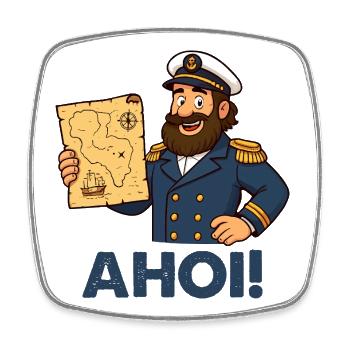 Captain with map Ahoy - Square fridge magnet - white - Front