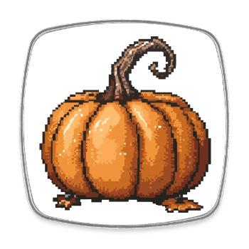 Pixel Pumpkin Retro Halloween - Square fridge magnet - white - Front