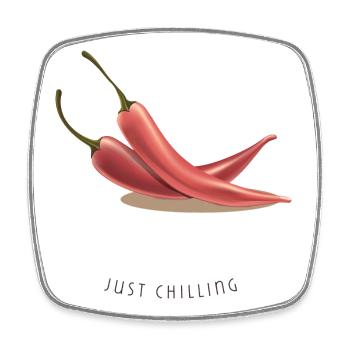 Chili Chillin’ – Lustiges Urlaubsmotiv - Viereckiger Kühlschrankmagnet - Weiß - Vorne