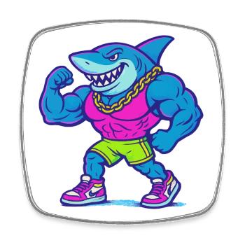 Neon Shark Muscle Hero en débardeur - Magnet carré - blanc - Devant