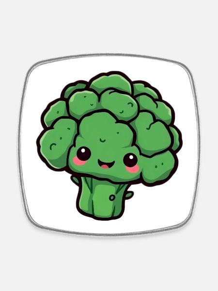 Brocoli - Magnet carré - blanc