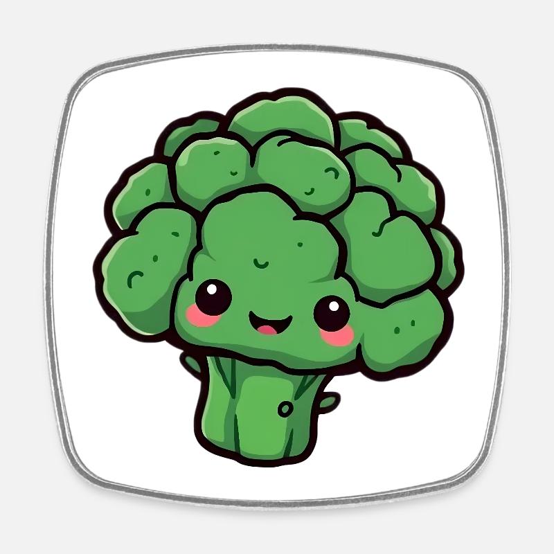 Brocoli - Magnet carré - blanc