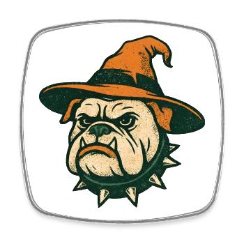 Bouledogue Sorcier Halloween - Magnet carré - blanc - Devant