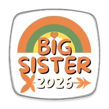 Große Schwester 2026 – Zukunft Grande Sœur - Viereckiger Kühlschrankmagnet - Weiß - Vorne