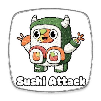 Sushi Attack Monster - Square fridge magnet - white - Front