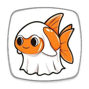 Goldfisch Halloween Geist - Viereckiger Kühlschrankmagnet - Weiß - Vorne