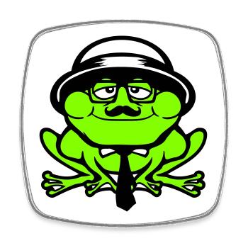 Frog Sir Mr. Rich Gangster Glasses Hat Tie - Square fridge magnet - white - Front