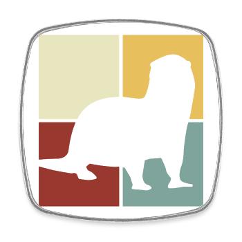 Seeotter Cartoon Tierliebhaber Vintage - Viereckiger Kühlschrankmagnet - Weiß - Vorne