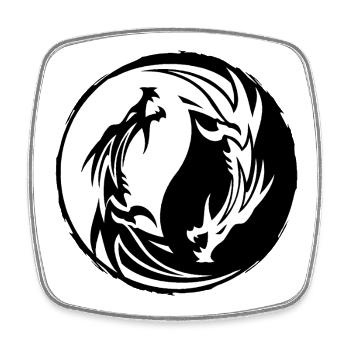 Dragon Yin Yang - Square fridge magnet - white - Front