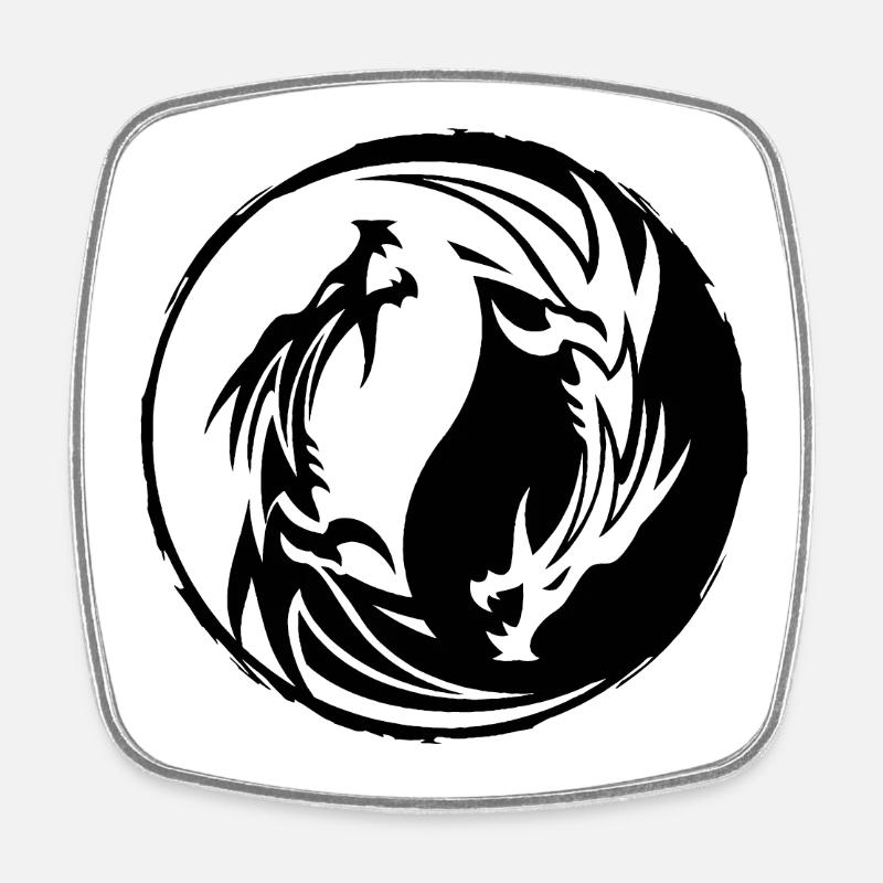Drache Yin Yang - Viereckiger Kühlschrankmagnet - Weiß