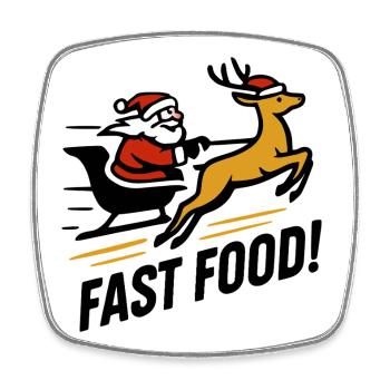 Santa Claus Reindeer – Funny Fast Food Design - Square fridge magnet - white - Front
