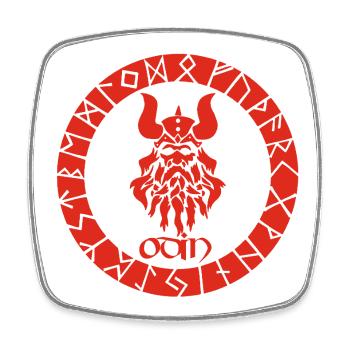 Dieu Odin et runes vikings rouges - Magnet carré - blanc - Devant