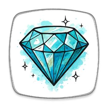 Blue Diamond Crystal Illustration - Square fridge magnet - white - Front