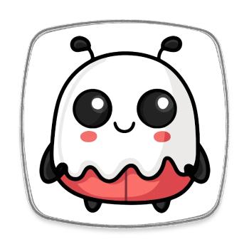 Marienkäfer Halloween Geist - Viereckiger Kühlschrankmagnet - Weiß - Vorne