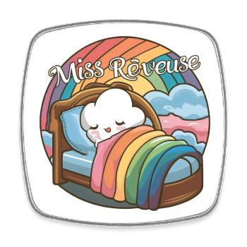 Miss Dreamer Design Child Dreamer and Sleep - Square fridge magnet - white - Front