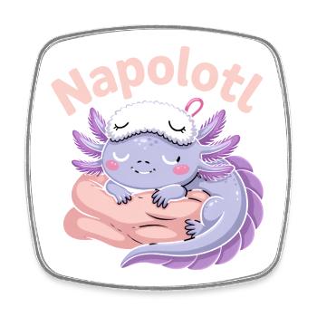 Napolotl Schlafender Axolotl Kawaii - Viereckiger Kühlschrankmagnet - Weiß - Vorne