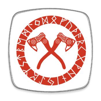 Nordic Cross Axes (Red) - Square fridge magnet - white - Front