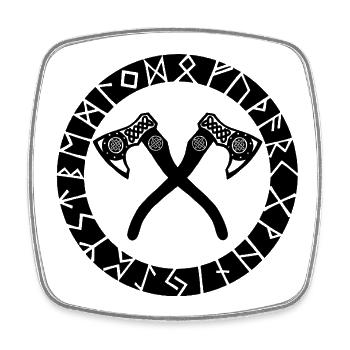 Nordic Cross Axes (Black) - Square fridge magnet - white - Front