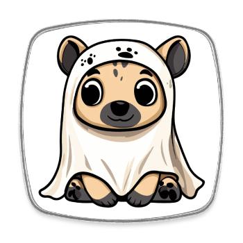 Hyena Halloween Ghost - Square fridge magnet - white - Front