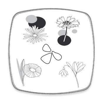 Flowers black and white - Square fridge magnet - white - Front