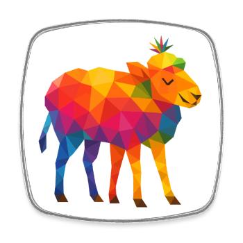 Rainbow Ship with 5 legs - Square fridge magnet - white - Front