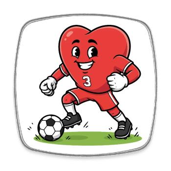 Mignon coeur Football joueur Dessin animé Mascotte Art - Magnet carré - blanc - Devant