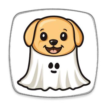 Golden Retriever Dog Halloween Ghost - Square fridge magnet - white - Front