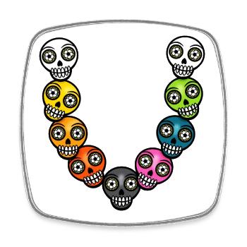 Halloween bunt Kinder Kette skull comic Totenkopf - Viereckiger Kühlschrankmagnet - Weiß - Vorne