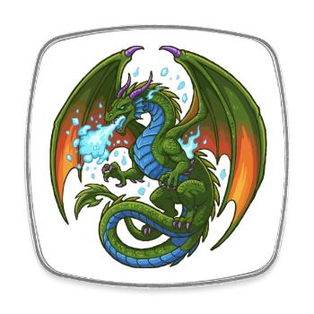 Bleu Vert Dragon Cracheur de Glace - Magnet carré - blanc - Devant
