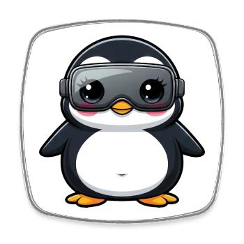 Drôle pingouin VR Gamer Gamer Nerd Dessin animé - Magnet carré - blanc - Devant