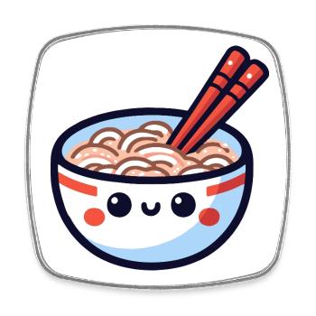 Ramen Kawaii Bol Sourire - Magnet carré - blanc - Devant