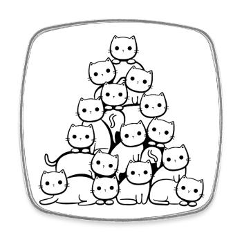 Katzen Weihnachtsbaum - Viereckiger Kühlschrankmagnet - Weiß - Vorne