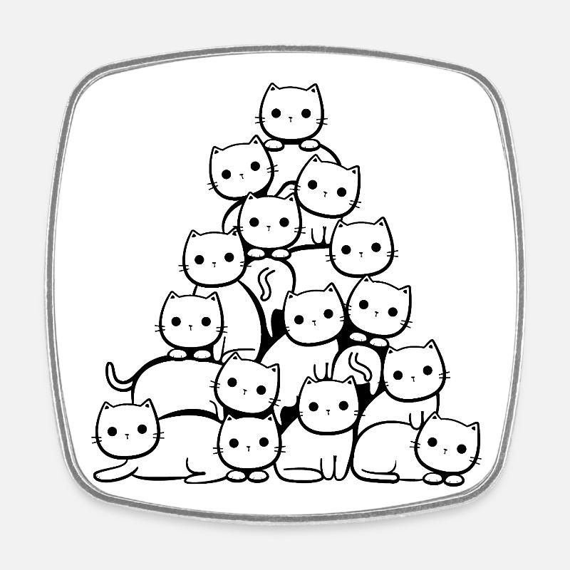 Chat Arbre de Noël - Magnet carré - blanc