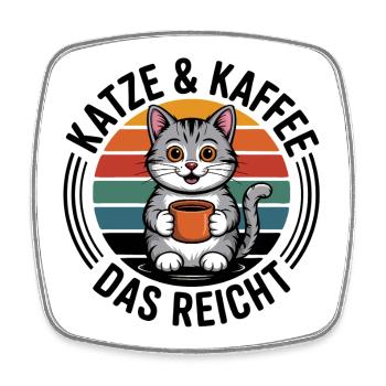 Kitten Coffee Retro Print - Square fridge magnet - white - Front