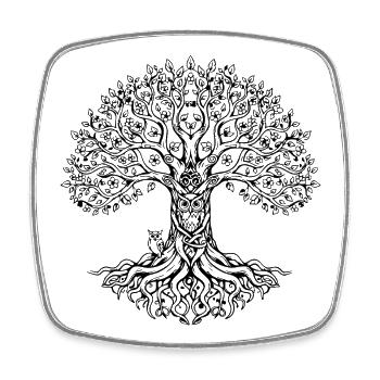 Lebensbaum Design für Hochzeit und schöne Anlässe - Viereckiger Kühlschrankmagnet - Weiß - Vorne