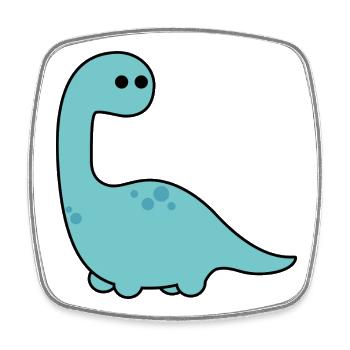 Langhals Dino Blau Cartoon - Viereckiger Kühlschrankmagnet - Weiß - Vorne