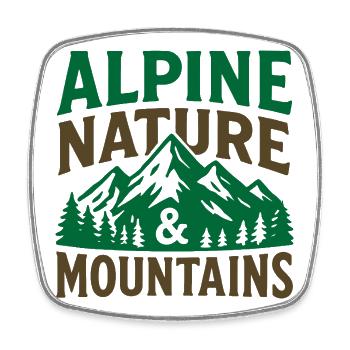Alpine Mountains Nature Scenic Tee - Square fridge magnet - white - Front