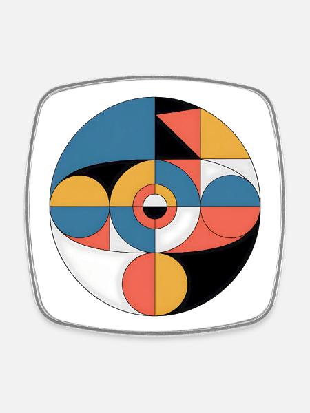 Abstrakt Geometrisch - Viereckiger Kühlschrankmagnet - Weiß