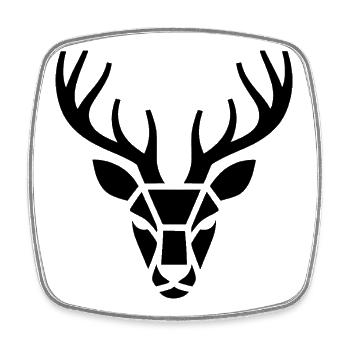 Hunting Deer - Cool Hunter Logo - Square fridge magnet - white - Front