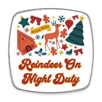 Christmas Outfit with Reindeer and Santa Claus - Square fridge magnet - white - Front
