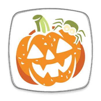 Drôle de citrouille d’Halloween avec araignée - Magnet carré - blanc - Devant