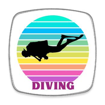 Diving Retro - Square fridge magnet - white - Front