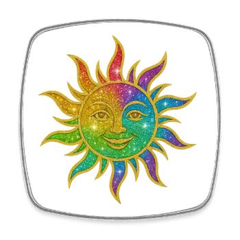 Rainbow Sun Glitter Star - Square fridge magnet - white - Front