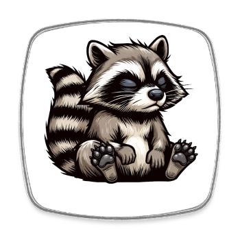 Talk to the Paw Waschbär Waschbären Raccoon  - Viereckiger Kühlschrankmagnet - Weiß - Vorne