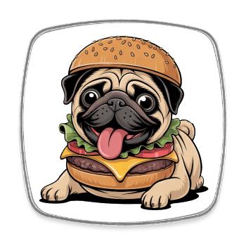 Drôle de carlin en tant que monstre d’Halloween, cheeseburger - Magnet carré - blanc - Devant