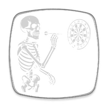 Skeleton playing darts game - Square fridge magnet - white - Front