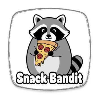Snack Bandit Raccoon Pizza - Square fridge magnet - white - Front